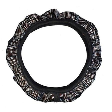 Ratbetræk i elastisk krystaldiamant, behageligt greb, skridsikkert, universelt til rat på 37 til 38 cm