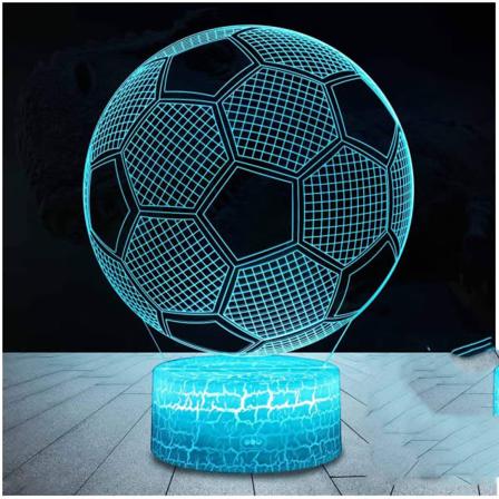 3D Fodboldlampe LED Natlys med fjernbetjening, 7 farver