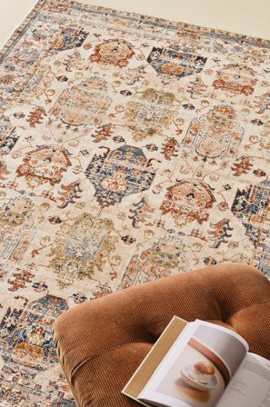 Jotex - Teppe Med Luv Polyester/Polyester naturhvit/multi ADANA - Kjøp Glattvevde tepper hos Jotex