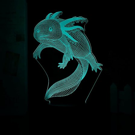 Axolotl 3D Illusionslampe Axolotl Nattelys Fjernkontroll 16 Farger + Berøring 7 Farger Bordlampe Perfekt Som Bursdags- og Julegaver (Svart Base)