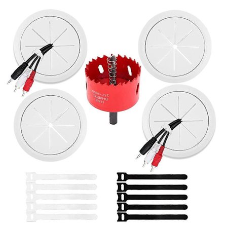 4 kpl Kaapelikouru seinälle asennettavalle televisiolle, 2-3/8 tuumaa (60 mm reikä) TV:n seinäkaapelikouru, seinäkaapeli