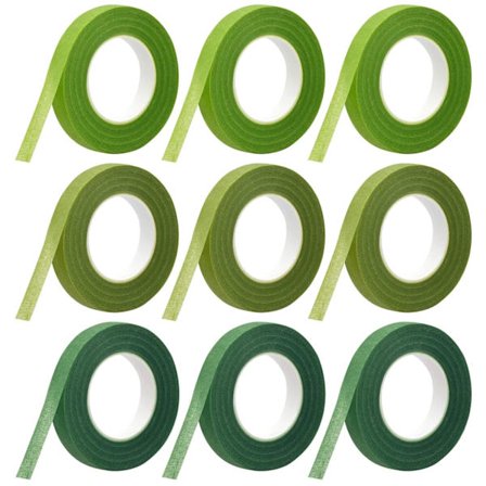 Ruller med blomstertape, selvklebende, blomstertape, grønn flora, krepapirtape, blomstertråd, dekorasjon for bukett, blomsteremballasje, håndverk,