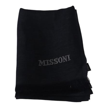 Missoni, Wool Knit Neck Wrap Fringe Scarf Zwart, Heren, Maat:ONE Size