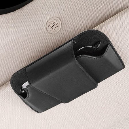 Solbrillerholder til bil - Opbevaring til bilbriller med solbrilleclips og dekoration Sort