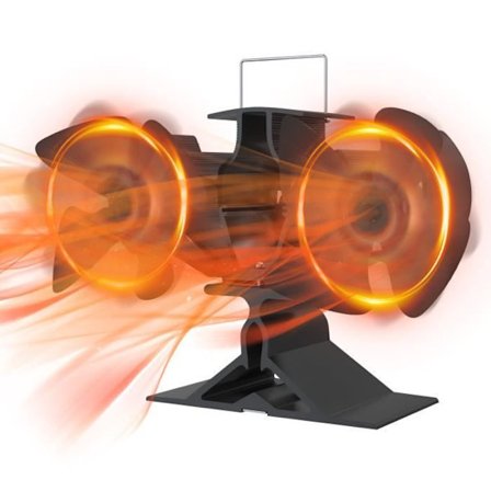 UISEBRT dubbel värmedriven fläkt med 8 blad Tyst Ingen elektricitet för spis öppen spis och vedbrännare