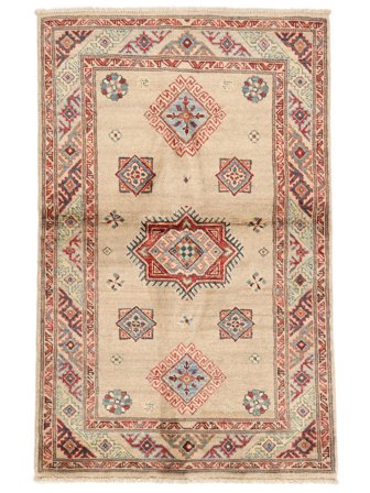 Kazak Fine Teppich 91X144 Braun/Orange Wolle, Afghanistan