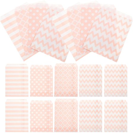 100 st blandade mönster Födelsedag Bröllop Godispåsar Fest Presentpåsar Papperspåse (rosa) Rosa100 st Rosa Pink 100 st