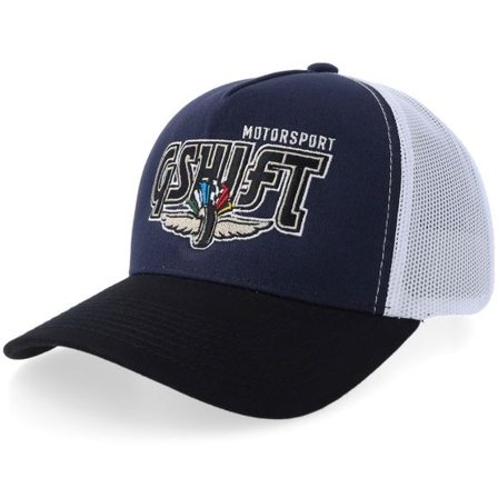 Gearshift - Blå trucker Keps - Gshift Motorsport Logo Navy/White/Black A-frame Trucker @ Hatstore