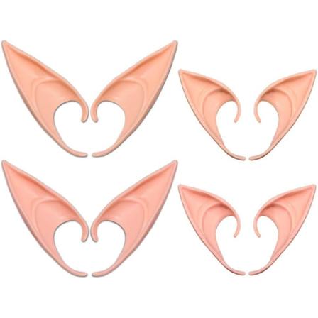 Elveører 12cm & 10cm, (4 par latex-alfeører), Elveører Cosplay, Elveører