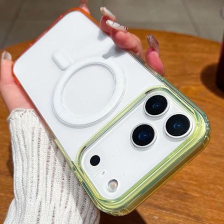 iPhone 17 Pro Max Skal med Kontrastfärg Gradient och Transparent MagSafe