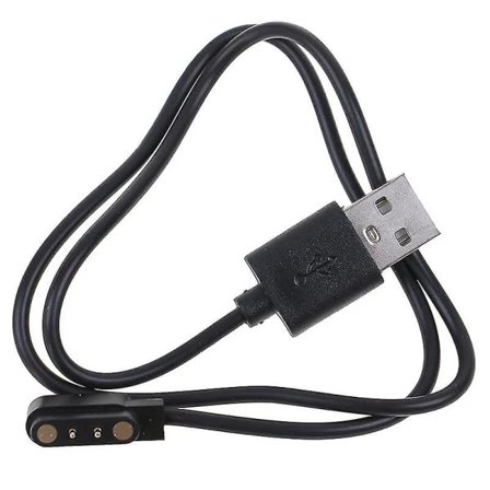 Magnetisk 2-pin 4mm avstand håndleddsladekabel for smartklokke SVART