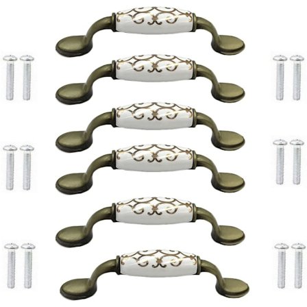 6 stk/sett Keramisk Bronse Legering Dørhåndtak Skapskap Skap
