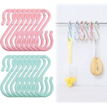 16 st hängande S-krokar i plast, 68 cm multifunktionell S-formad krok