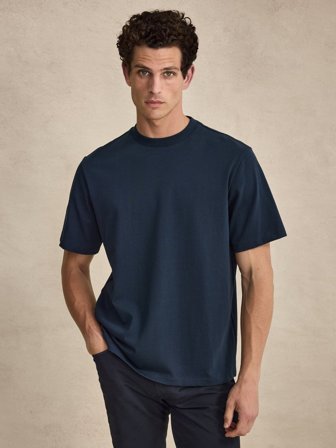 John Henric Men's Marineblaues Casual Fit T-Shirt Baumwolle Size XL