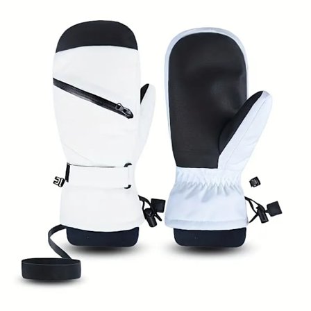 Lämpimät kosketusnäyttöhiihtohanskat - Korkealaatuiset, liukumattomat talvihanskat viiden sormen peitolla, säädettävä ranneke - Kylmän sään hanskat 