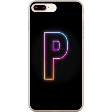Yhteensopiva Puhelinkuori Apple Apple iPhone 7 Plus Minimaalinen neonkirjain P värin asteittaisella muutoksella ja valotehosteella mustaa taustaa vas