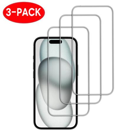 3-Pack - iPhone 15 skjermbeskytter i herdet glass