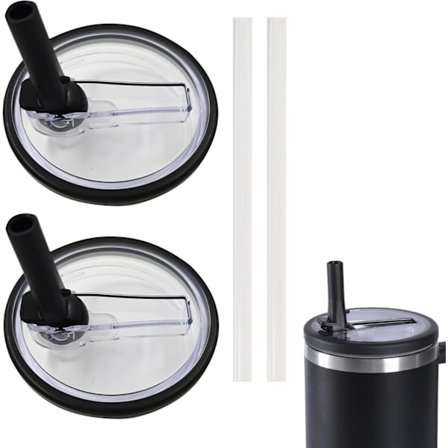 2-pak 1,2 l Tumbler Flip Straw Låg Erstatning passer til Stanley Quencher, Spildsikre Stænkafvisende Tumbler Låg (Sort)