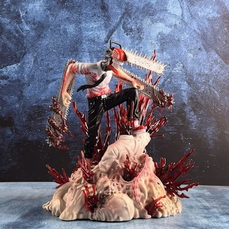 Anime Figur Motorsavsmand Denji Pochita Fit Stående Position Kampmodel Legetøj PVC Indpakket Stor Gave Skulptur Ornamenter 27CM