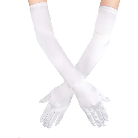 Långa Armbågslånga Satinhandskar 21 tum Stretchiga 1920-tals Operahandskar Kvällsfest Danshandskar för Kvinnor, Vit