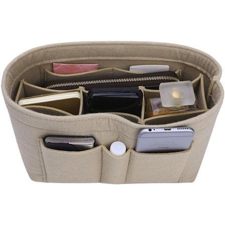 Pung Organizer Indlæg, Filt Taske Organizer Til Håndtaske Organizer (Lille, Beige)