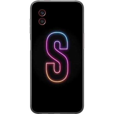 Kompatibelt Mobildeksel til Samsung Samsung Galaxy Xcover6 Pro Neonbokstav S i lysende rosa og blå toner mot mørk bakgrunn, stilig bokstavkunst med