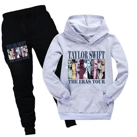 Taylor Swift The Eras Tour Print Tracksuit Set Børnetrøje Hoodie Sweatshirt Hættetrøje Jogger Bukser Sweatsuit Outfits Dragt Til Swiftie Gaver Grey 11