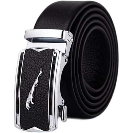 Herrebelter Automatisk Spennebelte Ekte Lærbelter For Menn Lærreim Casual Business for Jeans (Sølv)