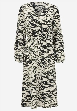 Freequent - Trikåklänning med stängd omlott - beige / svart / mönstrad - för damer - L (42) - Cellbes