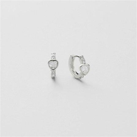 Bezel Heart Huggie Creolen