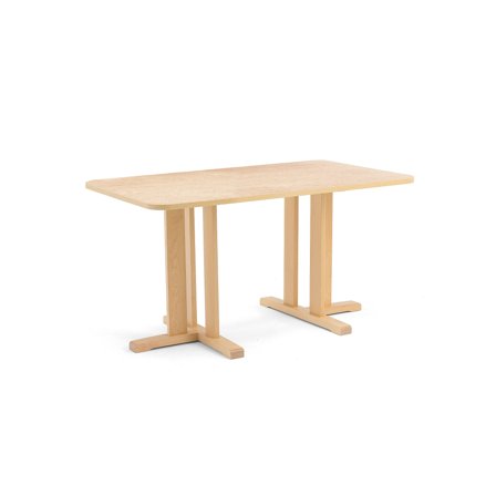 Tisch KUPOL, rechteckig, 1400x800x720 mm, Linoleum beige, Birke