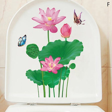 WC Stickers Toilet Blomster Wall Sticker Til Badeværelse Toilet Låg