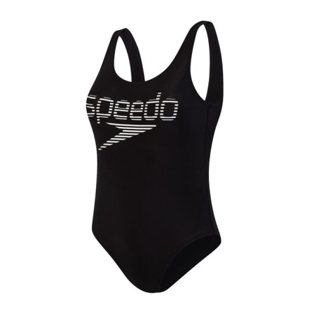 Speedo Women's Placement Deep U-back 1 Piece Women swimming suits Black 34
