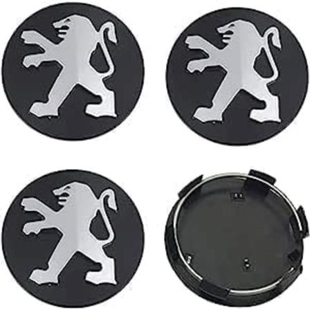 4 stk Bilhjul Senterkapsler for Peugeot 60mm Svart, Navkapsler Cente