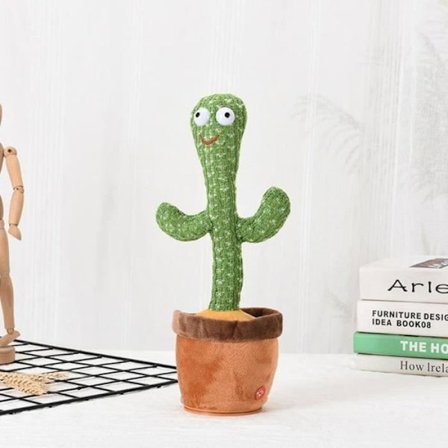 (Vihreä)SHOP-STORY - CACTUS GRINGO: 35 cm pehmokaktus, joka tanssii, laulaa ja toistaa