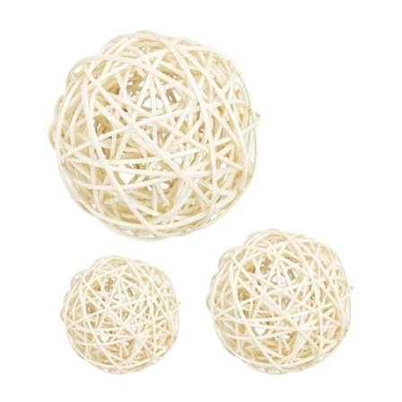 3x Flettede Rattan Kugler Hængende Vedhæng Dekorative Kugler Vasefyld DIY Ornament til Baby Shower Bondegårdsfest Dekoration