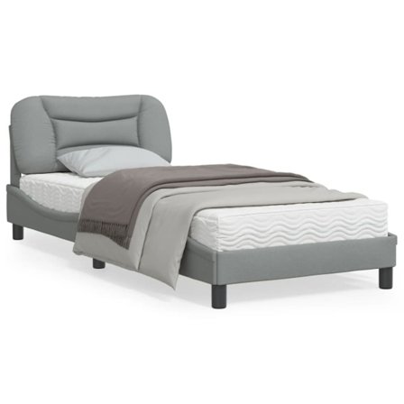 Bed Frame without Mattress "Hvar" Light Grey 90x200 cm Fabric