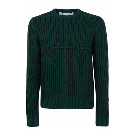 Off White, Round-neck Knitwear Zielony, Mężczyzna, Rozmiar: S