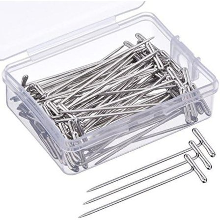 70 stk. 2-tommers T-nåler med plastboks, sølv, ZQKLA