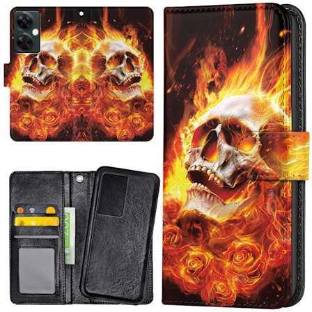 OnePlus Nord CE 3 Lite 5G - Lompakkokotelo/Kuoret Burning Skull