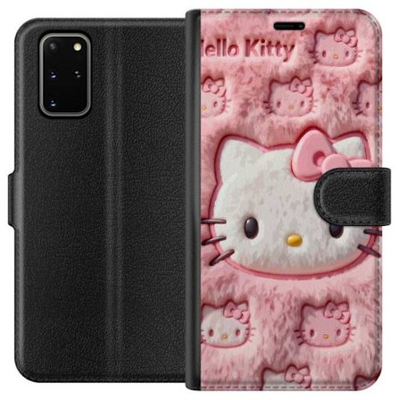 Kompatibel Tegnebogsetui til Samsung Galaxy S20+ Hello Kitty lyserød fluffy baggrund med ikonisk ansigt og kawaii-æstetik