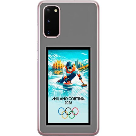 Yhteensopiva Puhelinkuori Samsung Galaxy S20 Jääkiekkoilukuva, jossa pelaajat liikkuvat jäällä, Milano Cortina 2026, Milanin maamerkit ja olympialaist