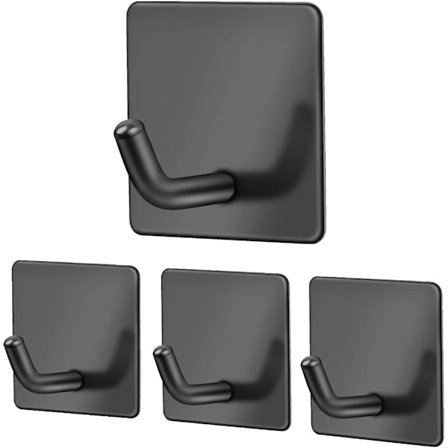 4 stk. sorte selvklæbende kroge, klæb på vægkroge Heavy Duty