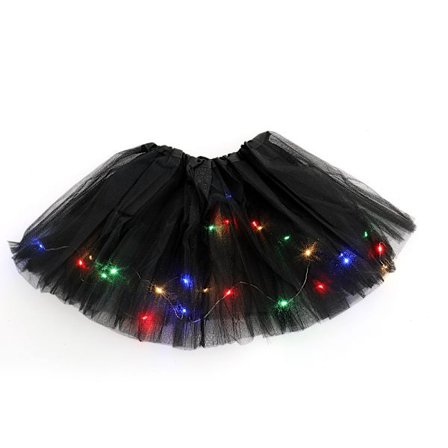2-8-vuotiaille tytöille LED-valoilla varustettu tutu-hame, keiju-tutu, lapsille tarkoitettu juhla-asu, baletti-kerrospuku - musta