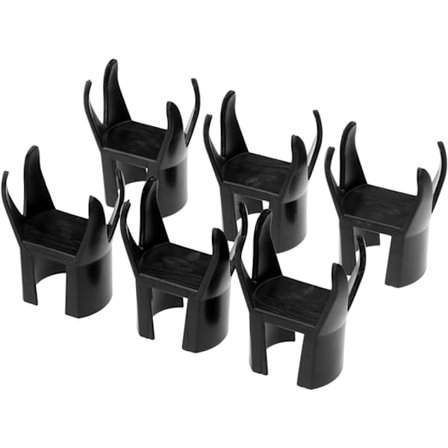 6 stycken svarta golfbollsplockare med fyra klor och sugfunktion