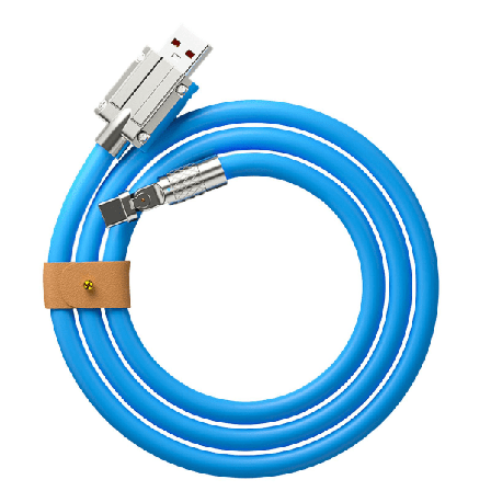 Snabbladdningskabel USB till C-kabel 180 graders roterande rätvinklig huvud för snabb laddning av mobiltelefon 1m Typ-C platt rund blå