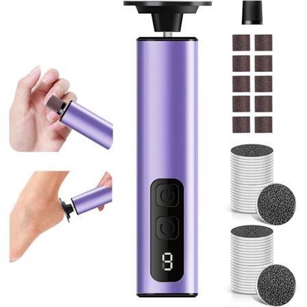 2-i-1 Elektrisk Fodsliber til Hæle og Negle, Genopladelig Elektrisk Fodfil og Sliber, 9 Hastigheder, Trådløse Pedicureværktøjer til Døde Hudceller