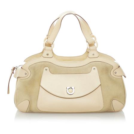 Salvatore Ferragamo Pre-owned Gancini Suede Håndtaske Brun, Dame Vintage Tasker, Størrelse: ONE Size