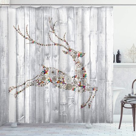 Duschdraperi med hjort, färgglad djursilhuett, olika