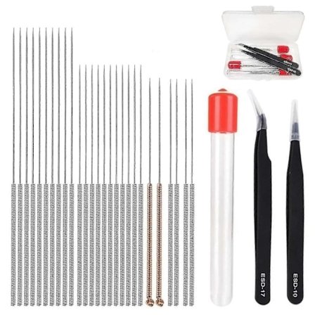 28 Dele Rensesætsæt, dyse Rensere Inklusive 26 Dele Rense Nåle 2 stk Pincetter